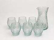 Moroccan Handmade Recycled Glass Twist Carafe & Bundle Set
