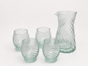Moroccan Handmade Recycled Glass Twist Carafe & Bundle Set