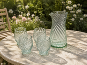 Moroccan Handmade Recycled Glass Twist Carafe & Bundle Set