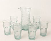 Moroccan Handmade Recycled Glass Twist Carafe and Tumbler Bundle Set