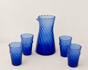 Moroccan Handmade Recycled Glass Twist Carafe and Tumbler Bundle Set
