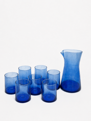 Moroccan Handmade Recycled Glass Carafe and Tumbler Bundle Set