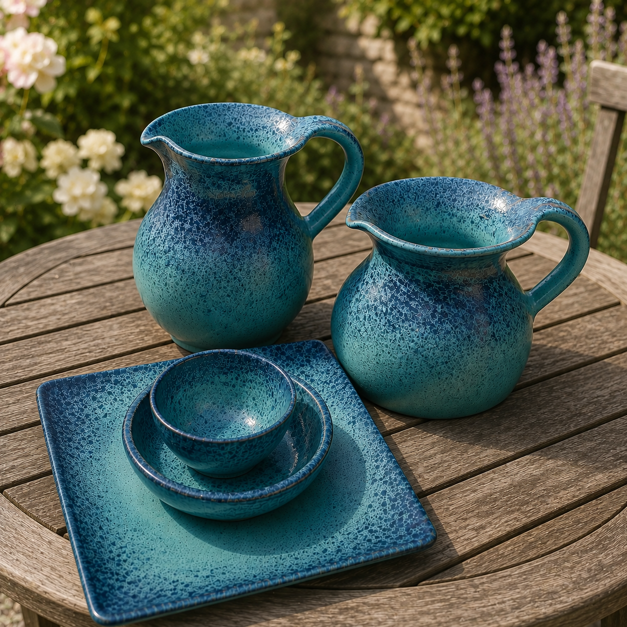 Hand Painted Spanish Ceramic Pitcher Jug