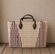 Moroccan Handmade Basket Plum Reed Tote