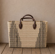 Moroccan Handmade Basket Black Reed Tote