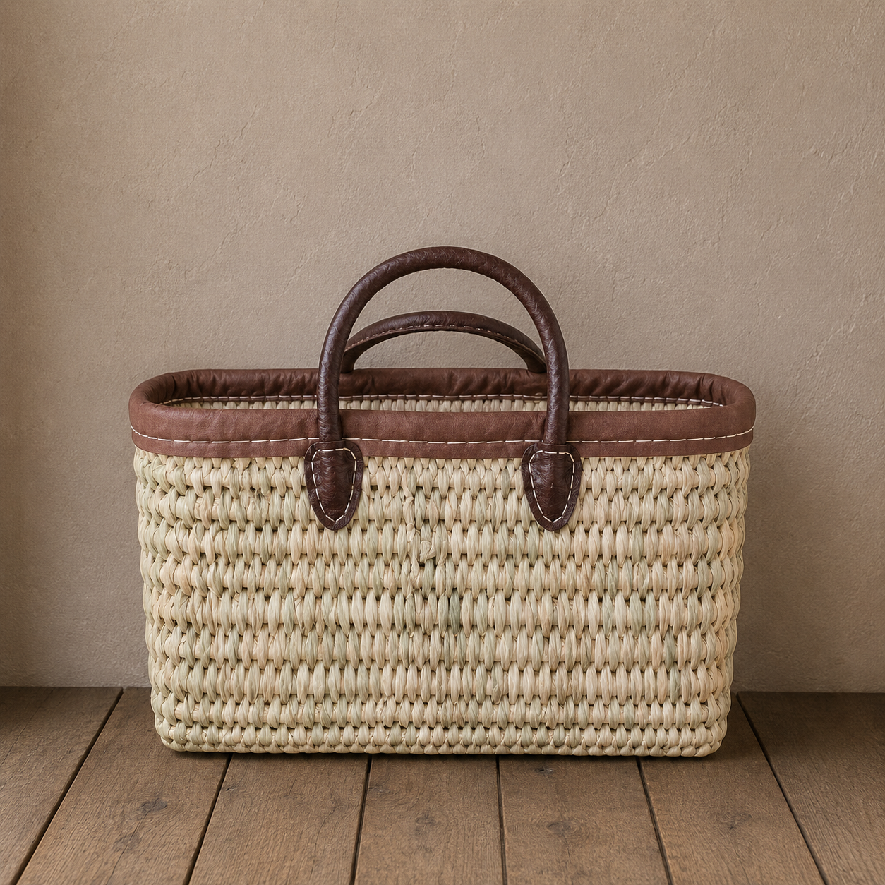 Moroccan Handmade Trim Top Tote Basket