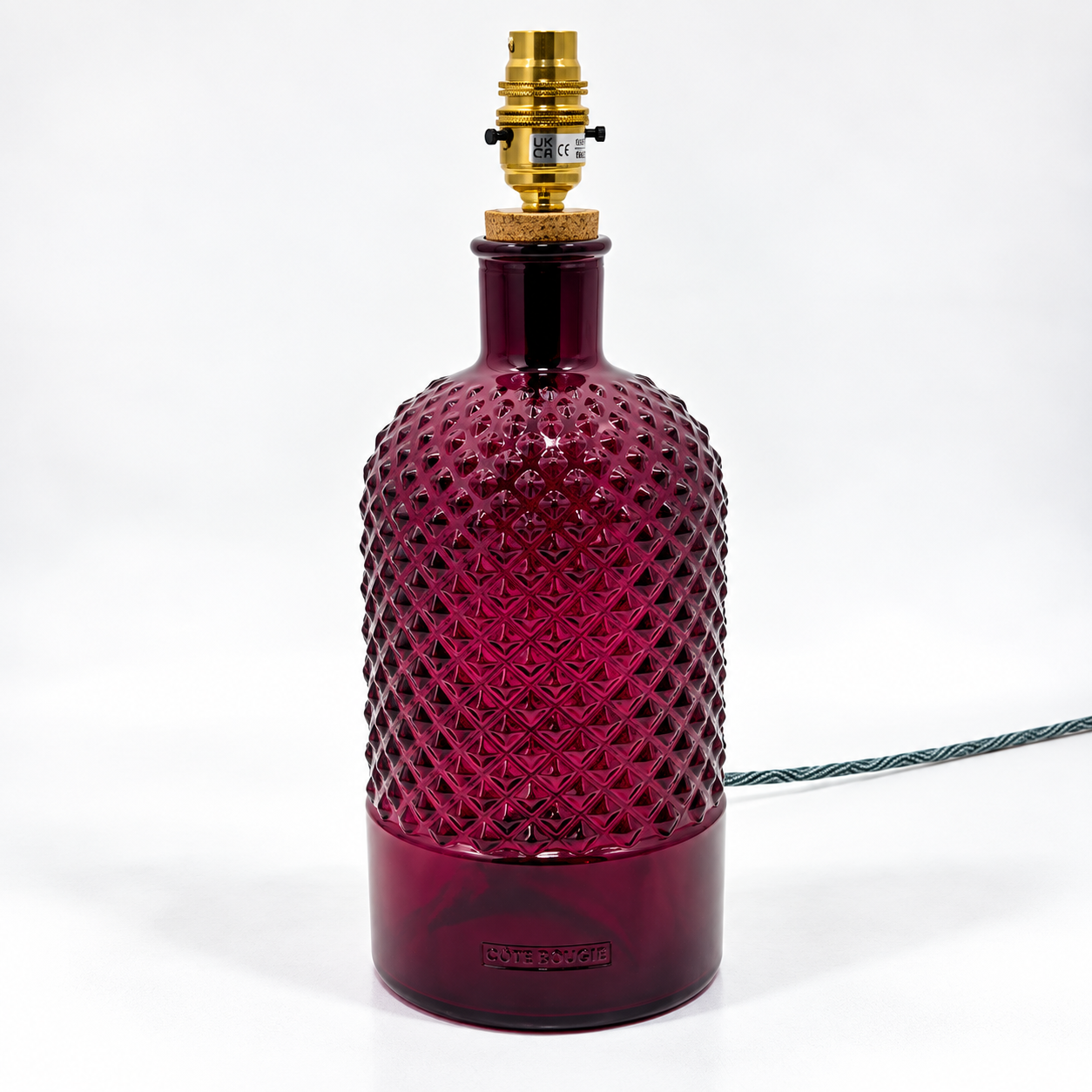 Recycled Glass Diamond Table Lamp 34cm