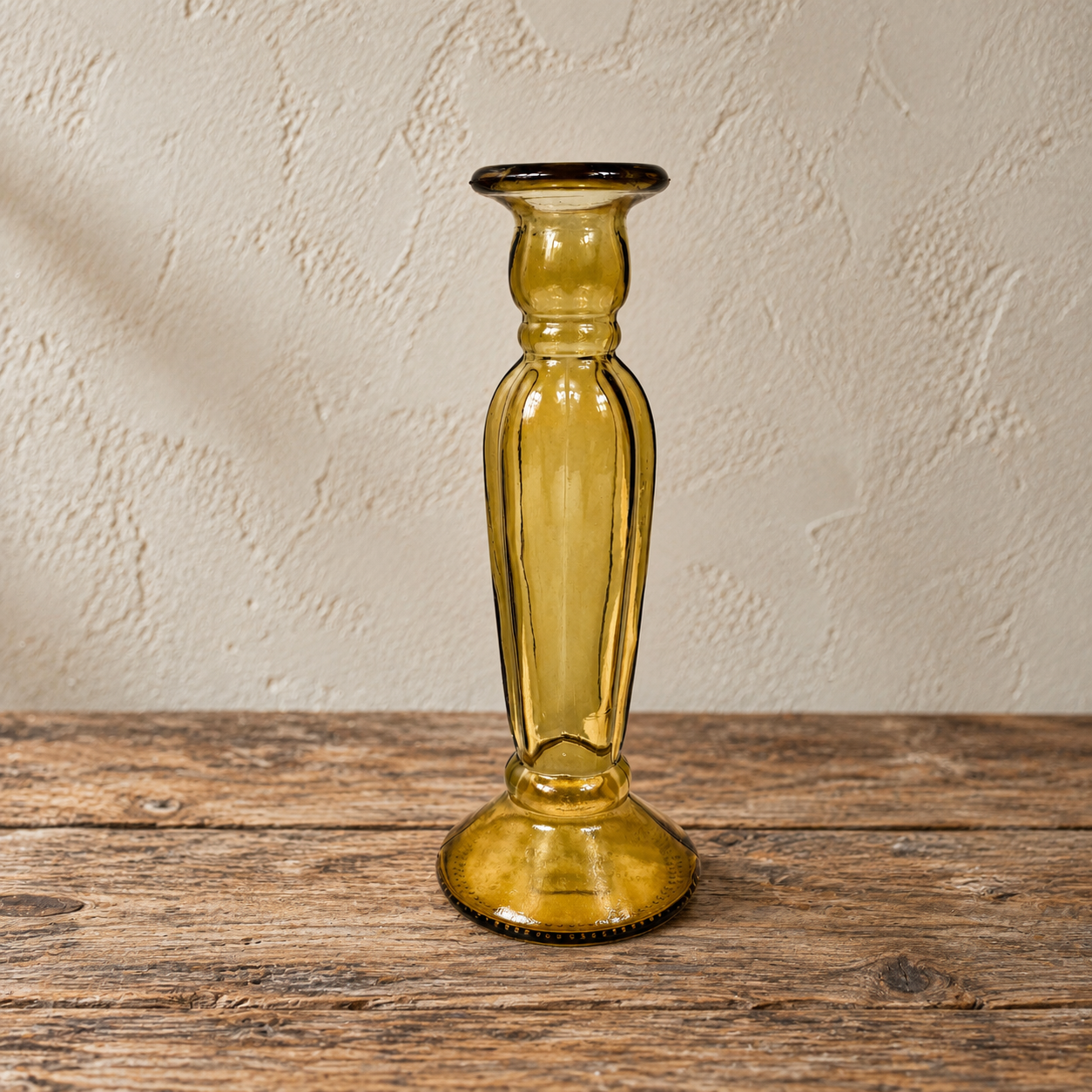 Recycled Glass Fluted Candle stick 22cm