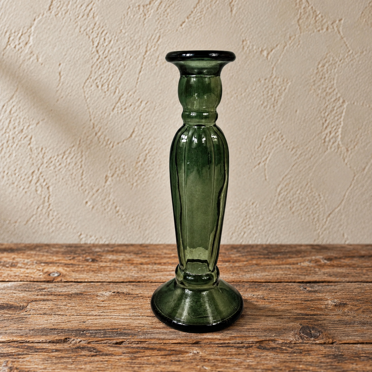 Recycled Glass Fluted Candle stick 22cm