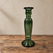 Recycled Glass Fluted Candle stick 22cm