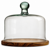 Recycled Glass Dome with Wooden Base 22cm Diameter