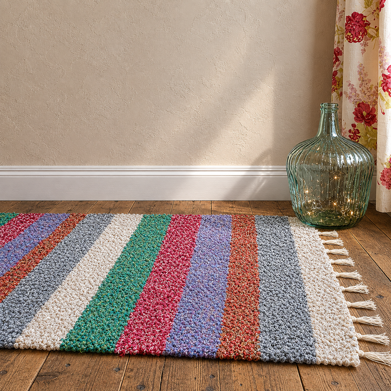 Machine Washable Recycled Cotton Jarapa Rugs Extra Small & Small