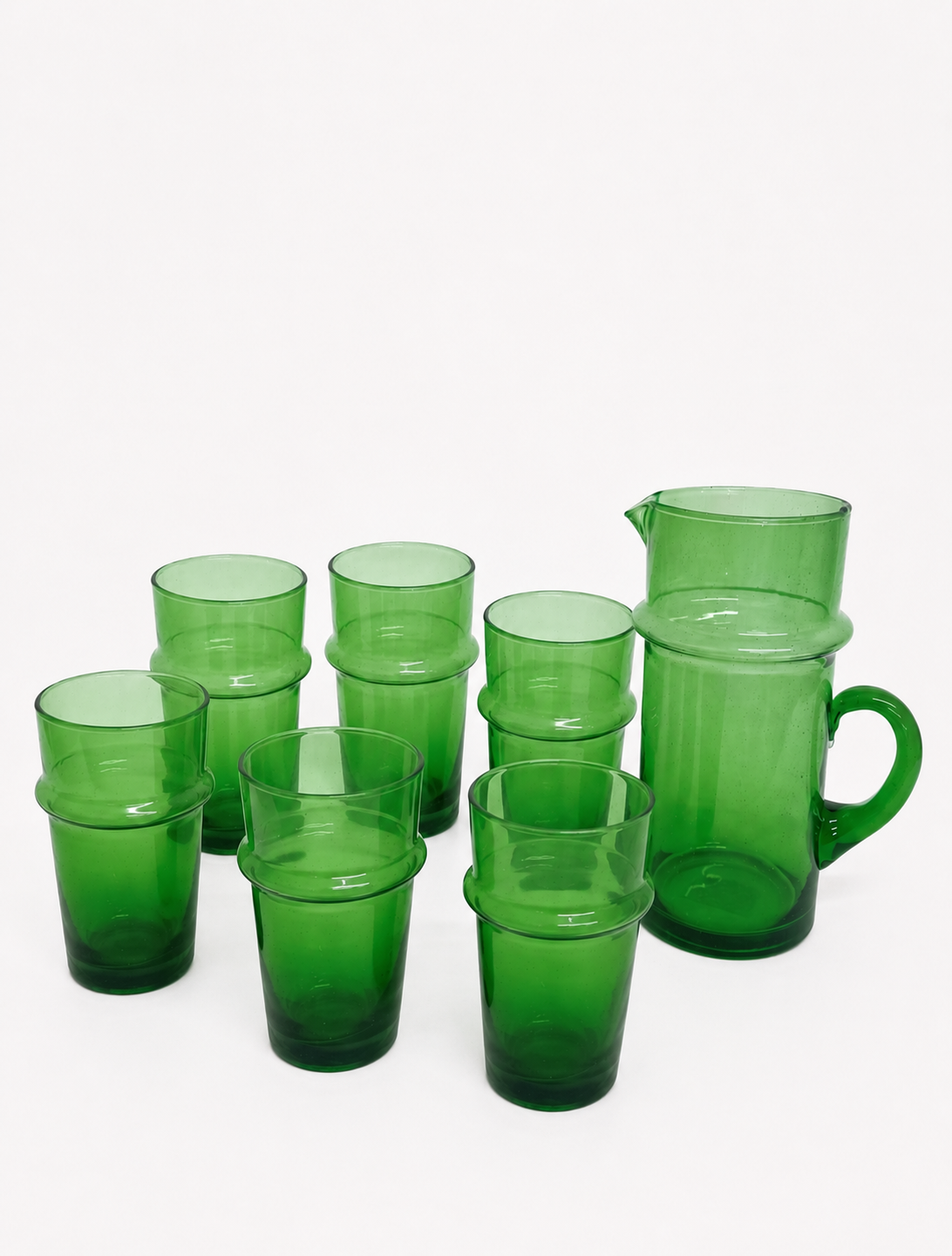 Moroccan Recycled Glass Jug and Tumbler Bundle Set
