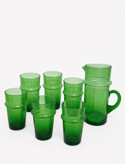 Moroccan Recycled Glass Jug and Tumbler Bundle Set