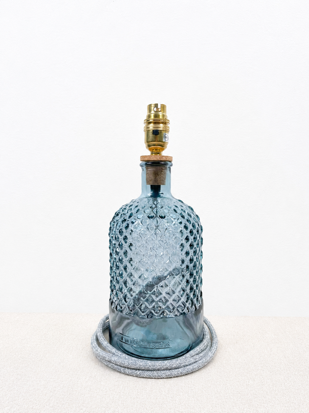 Recycled Glass Diamond Pattern Lamp 28cm