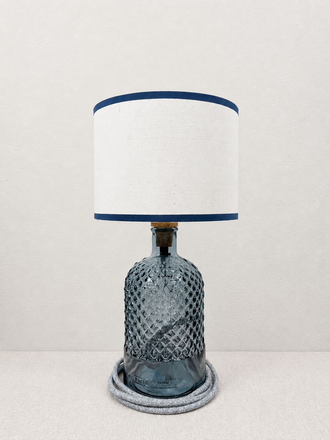 Recycled Glass Diamond Pattern Lamp 28cm