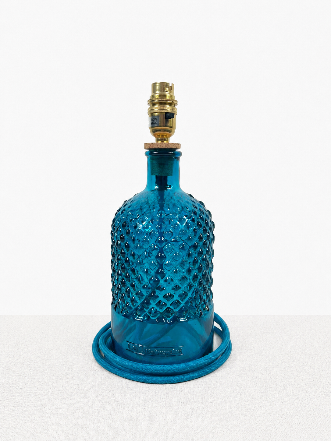 Recycled Glass Diamond Pattern Lamp 28cm