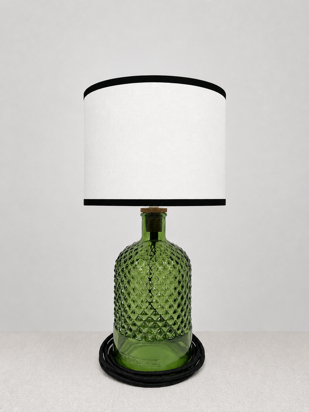 Recycled Glass Diamond Pattern Lamp 28cm