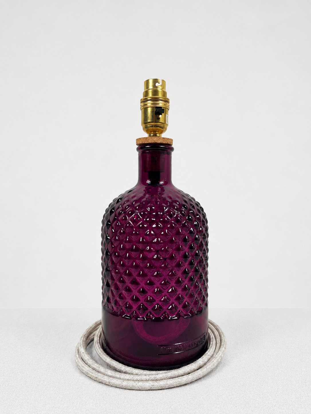 Recycled Glass Diamond Pattern Lamp 28cm