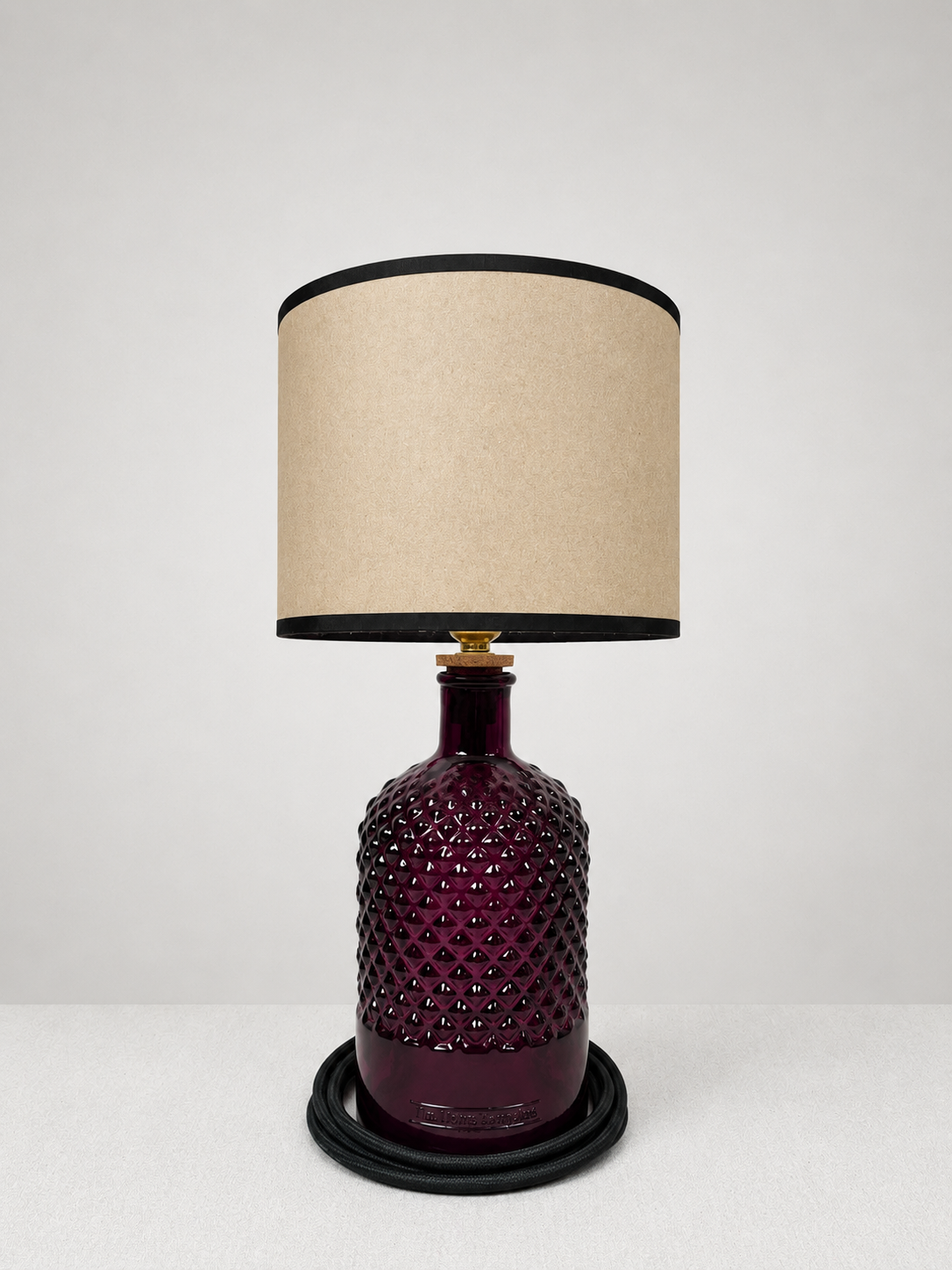 Recycled Glass Diamond Pattern Lamp 28cm