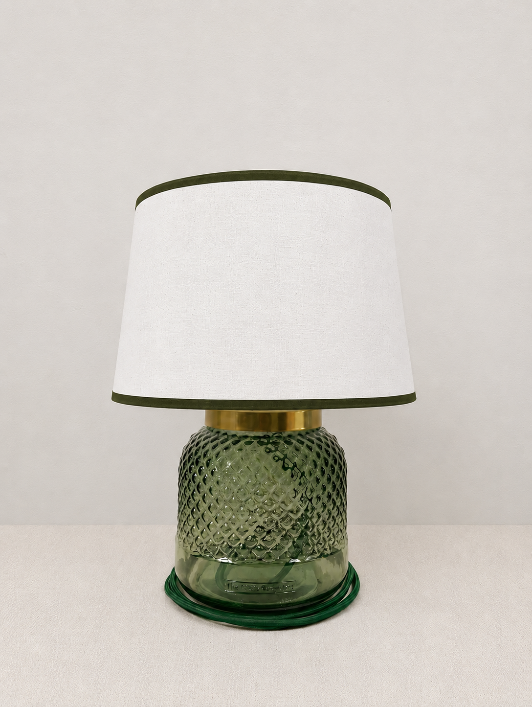Recycled Glass Diamond Pattern Table Lamp 25cm