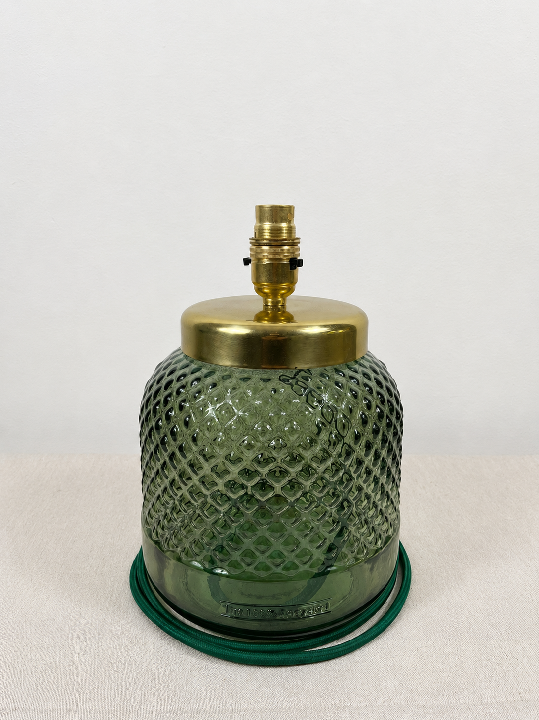 Recycled Glass Diamond Pattern Table Lamp 25cm