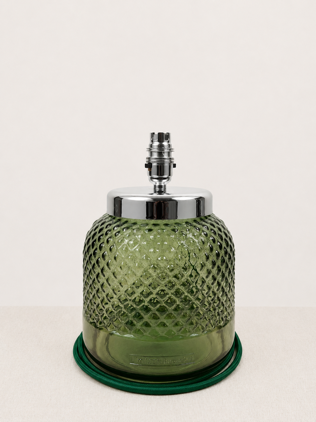 Recycled Glass Diamond Pattern Table Lamp 25cm