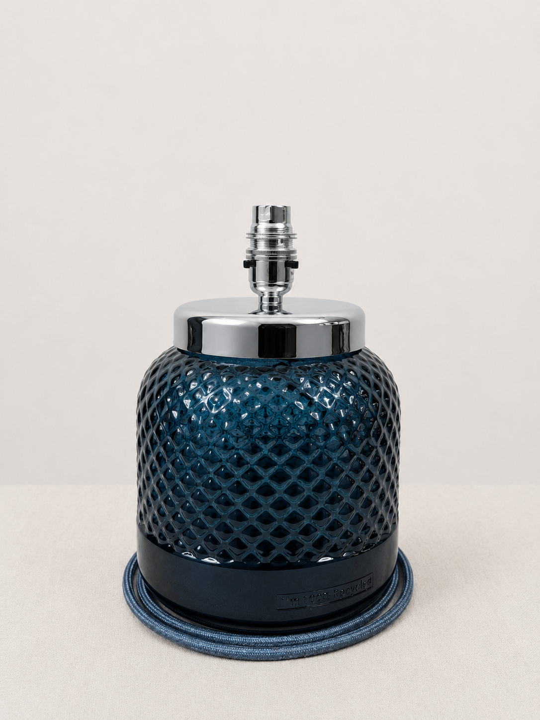 Recycled Glass Diamond Pattern Table Lamp 25cm