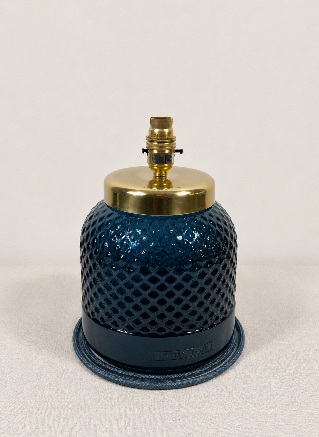 Recycled Glass Diamond Pattern Table Lamp 25cm