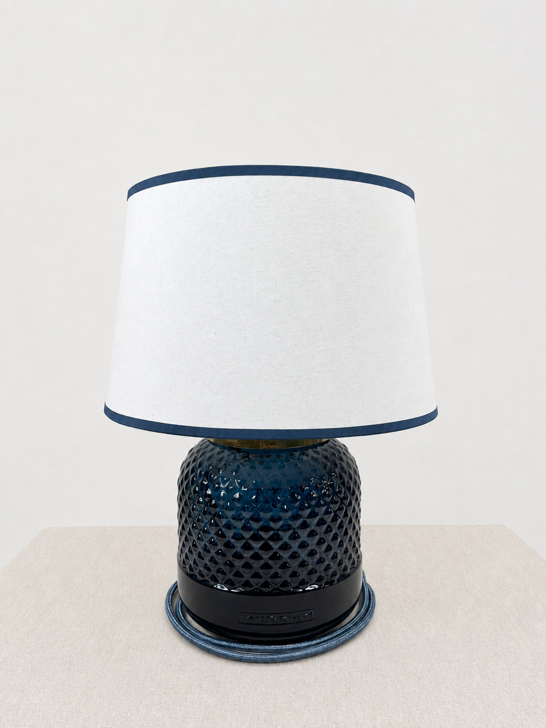 Recycled Glass Diamond Pattern Table Lamp 25cm