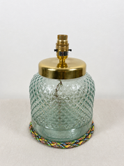 Recycled Glass Diamond Pattern Table Lamp 25cm