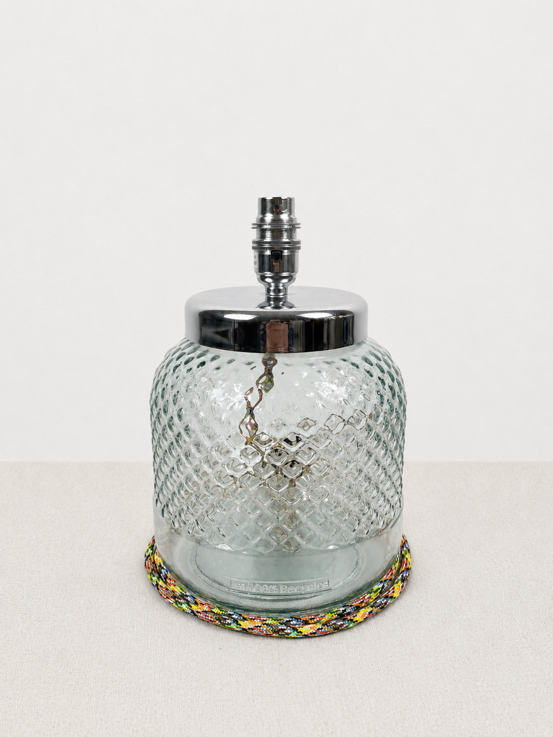 Recycled Glass Diamond Pattern Table Lamp 25cm