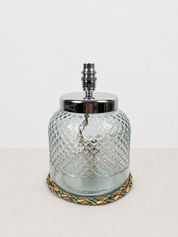 Recycled Glass Diamond Pattern Table Lamp 25cm