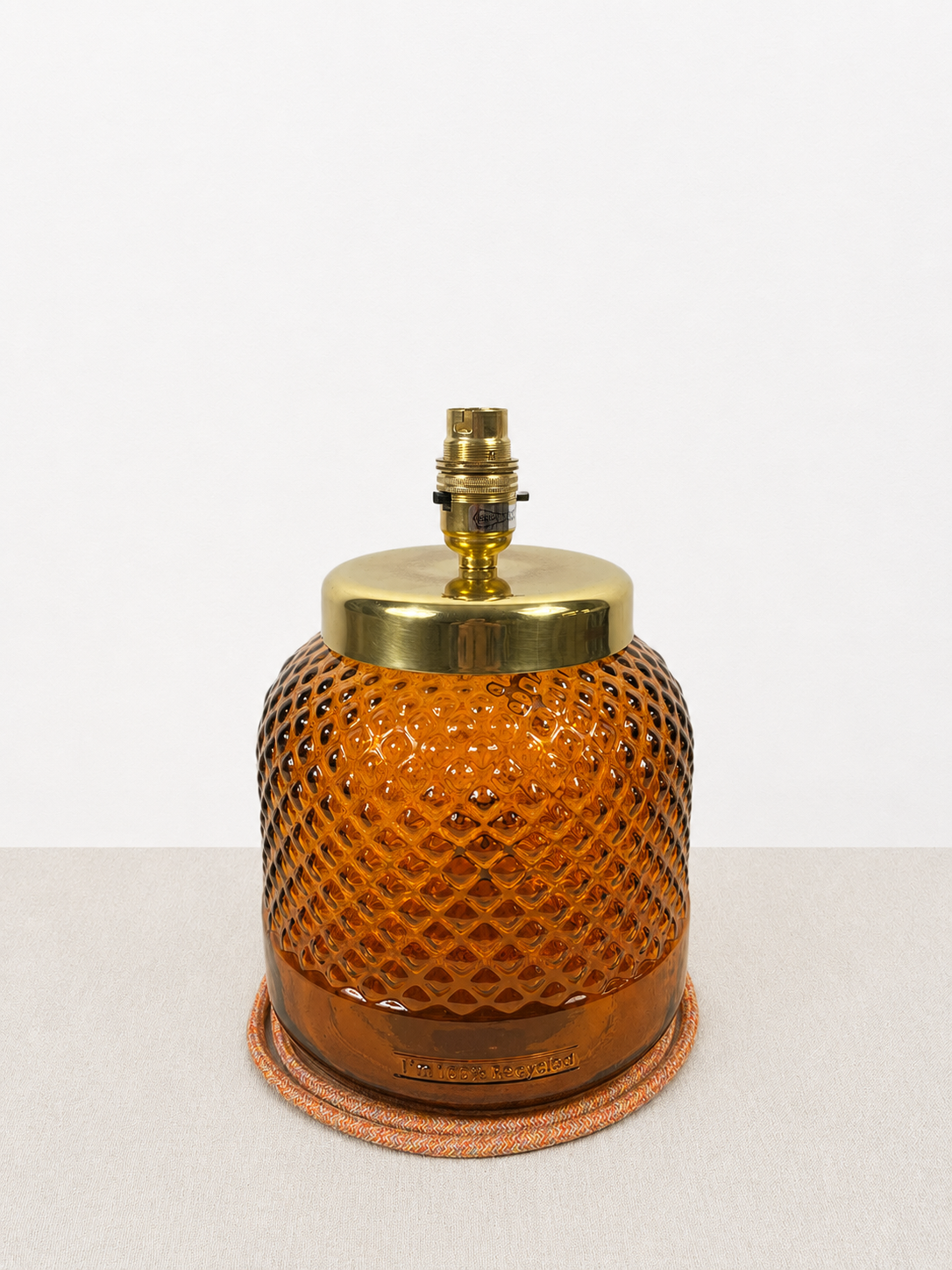 Recycled Glass Diamond Pattern Table Lamp 25cm