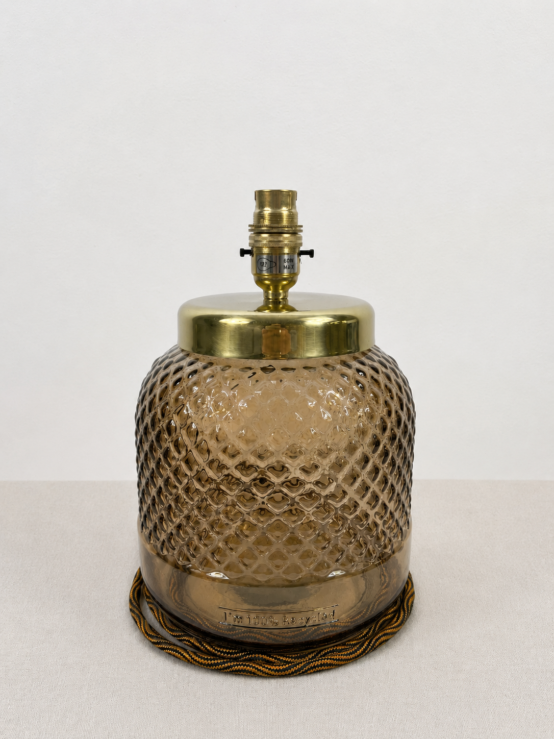 Recycled Glass Diamond Pattern Table Lamp 25cm