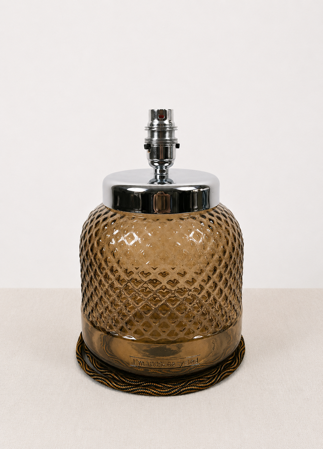 Recycled Glass Diamond Pattern Table Lamp 25cm