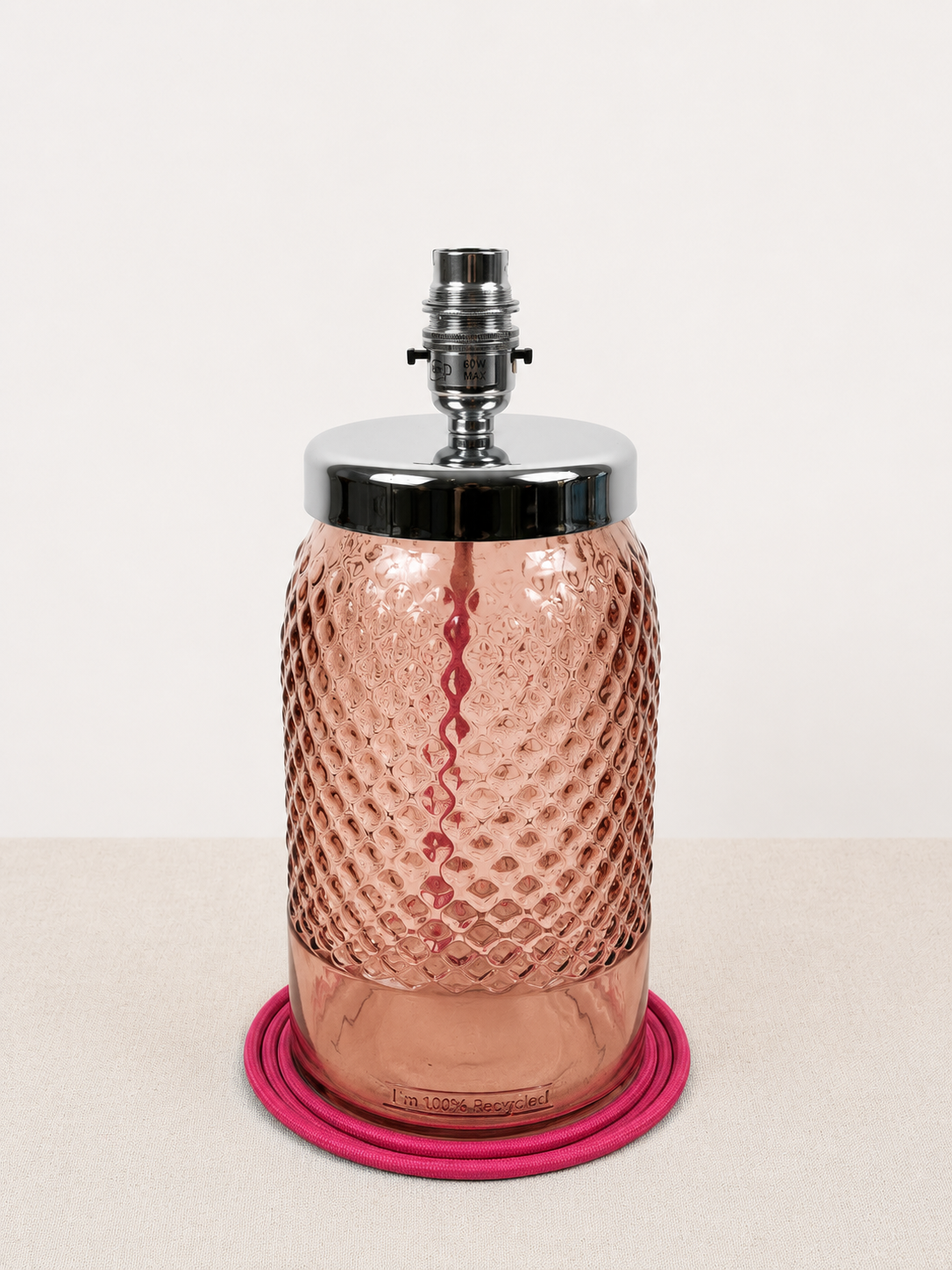 Recycled Glass Diamond Table Lamp 34cm
