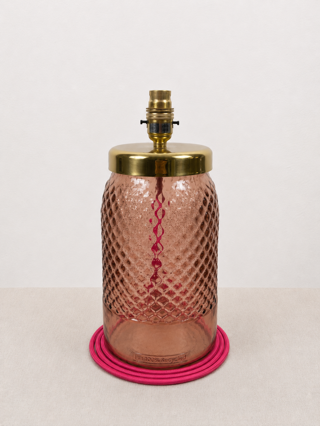 Recycled Glass Diamond Table Lamp 34cm
