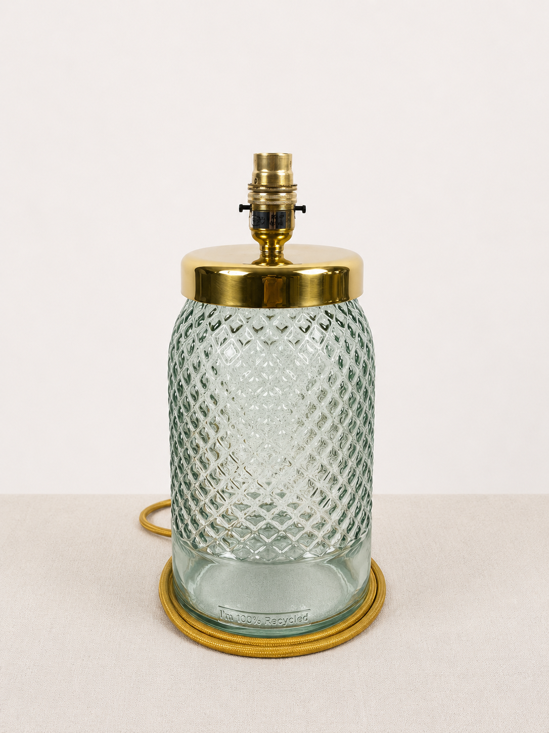 Recycled Glass Diamond Table Lamp 34cm