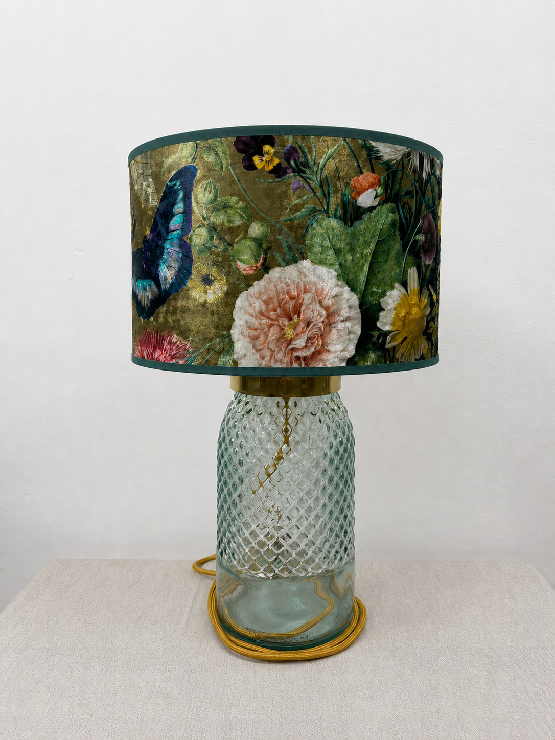 Recycled Glass Diamond Table Lamp 34cm