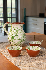 Spanish Hand Painted Jaspe Ceramic Jug