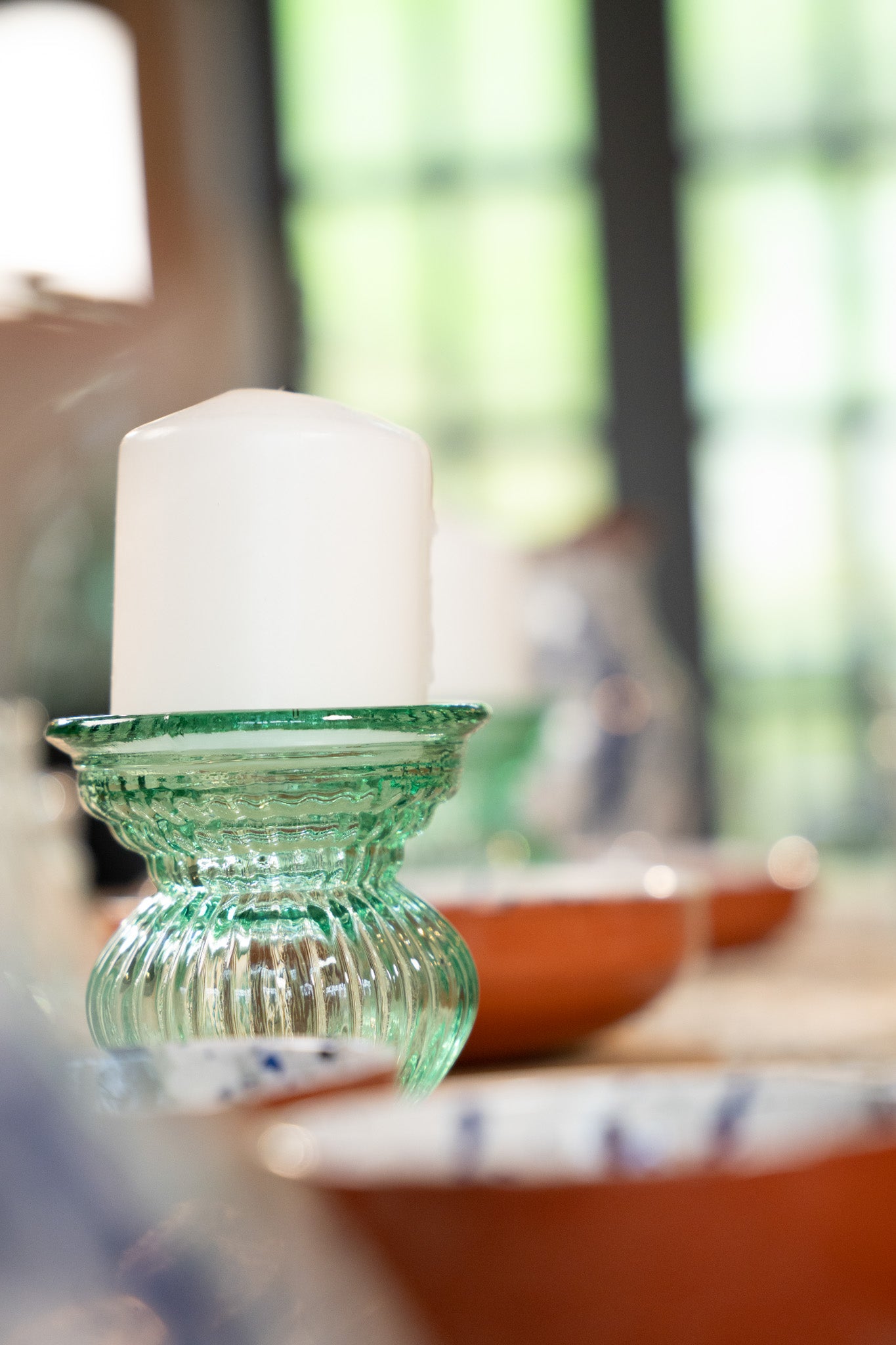 Recycled Glass Pillar Candle Holder