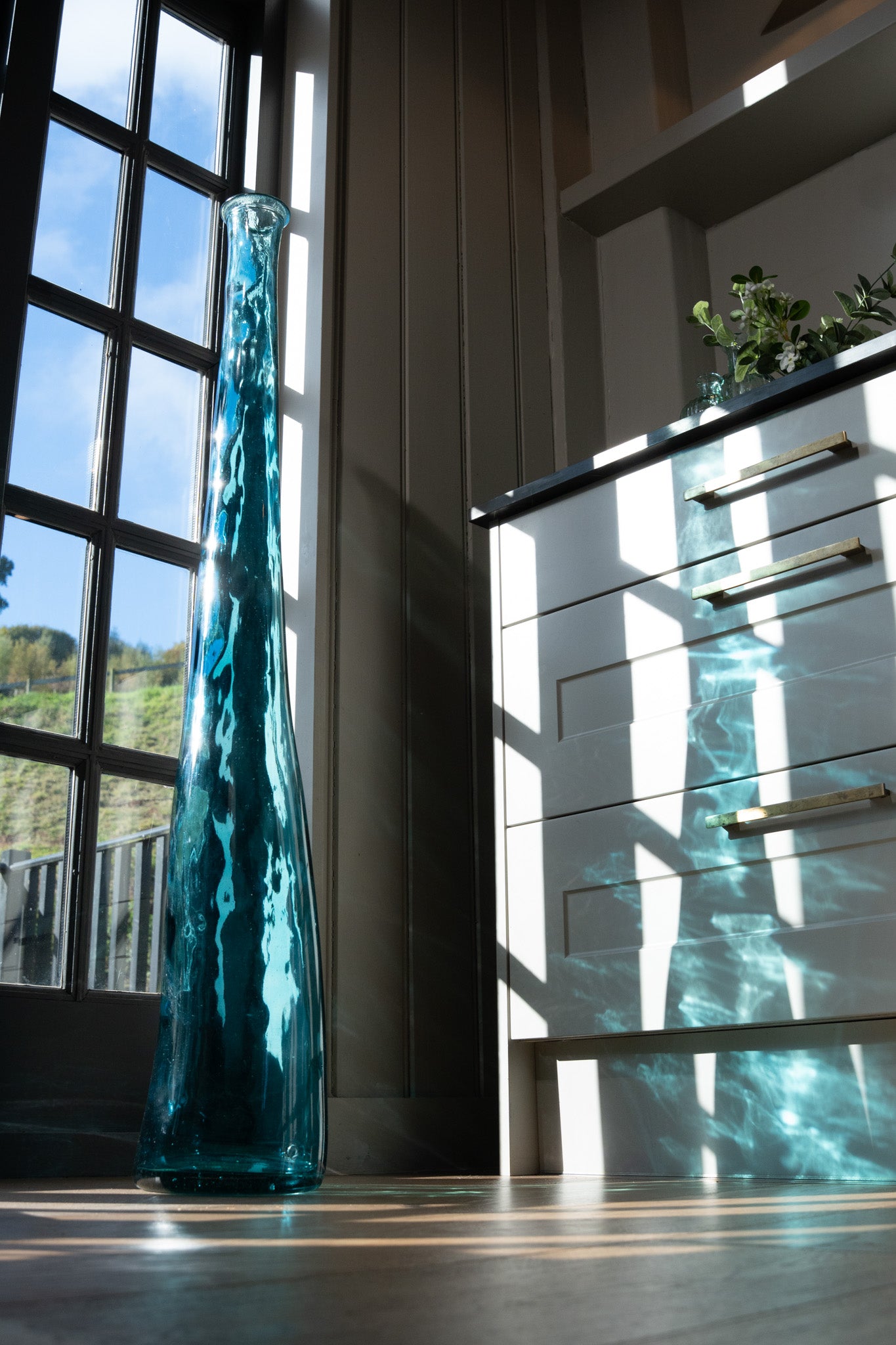 Recycled Glass Blown Glass 100cm Everest Vase