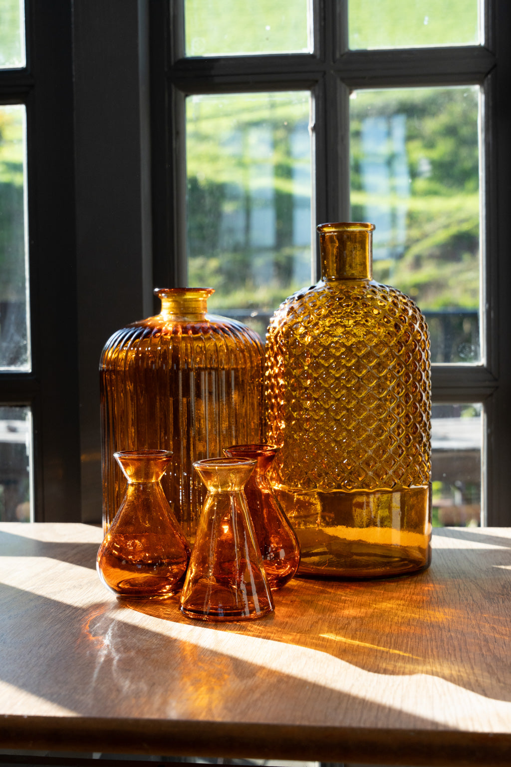 Recycled Glass Diamond Bottle Vase 28cm