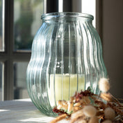 Recycled Glass 23cm Ribbed Hurricane