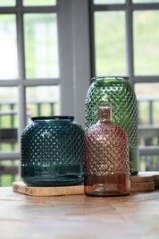 Recycled Glass Diamond Vase / Tea Light Holder 19cm