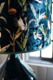 Teal Crane Velvet Shade