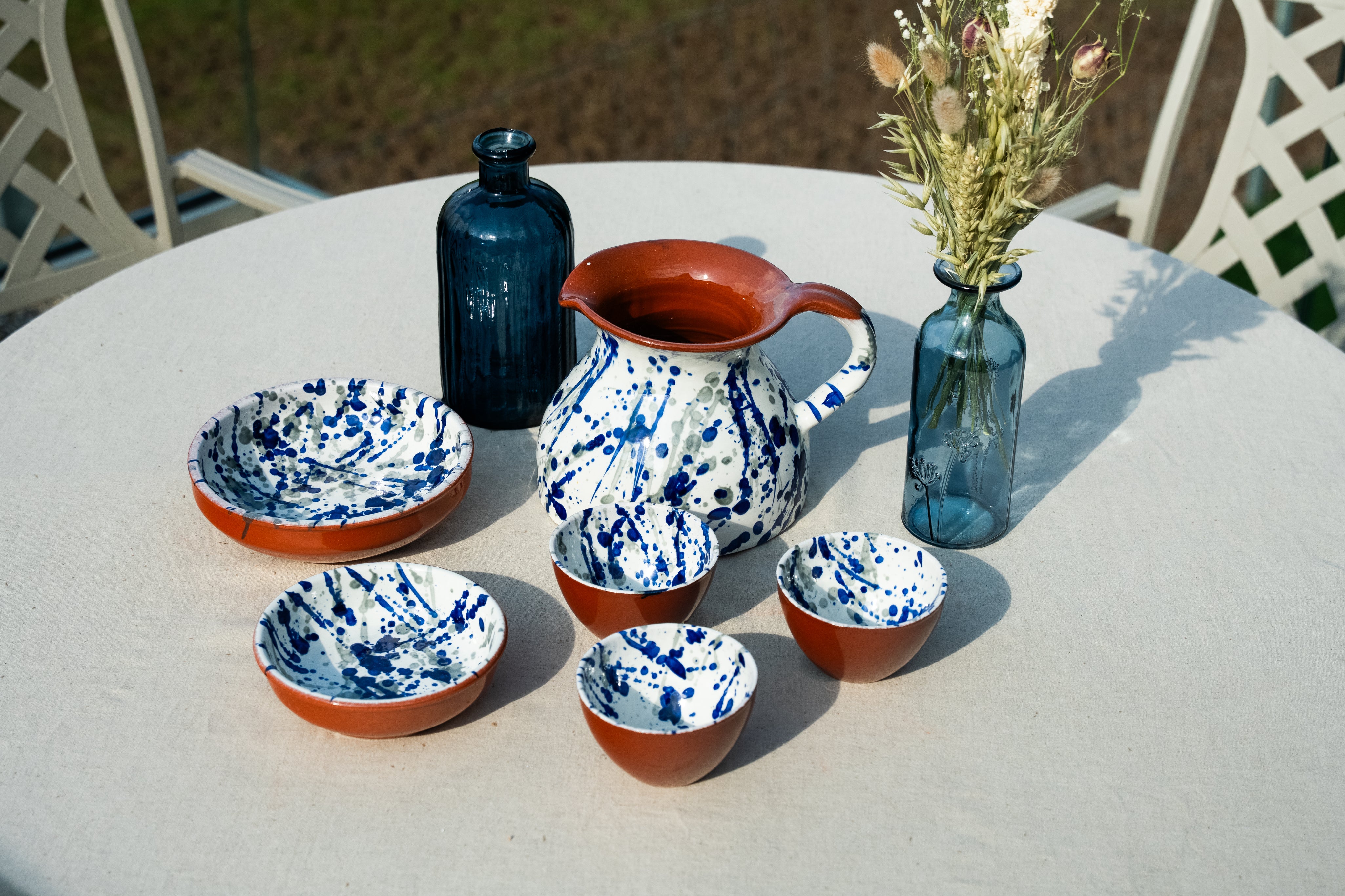 Cobalt Jaspe Spanish Hand Painted Ceramics Bundle