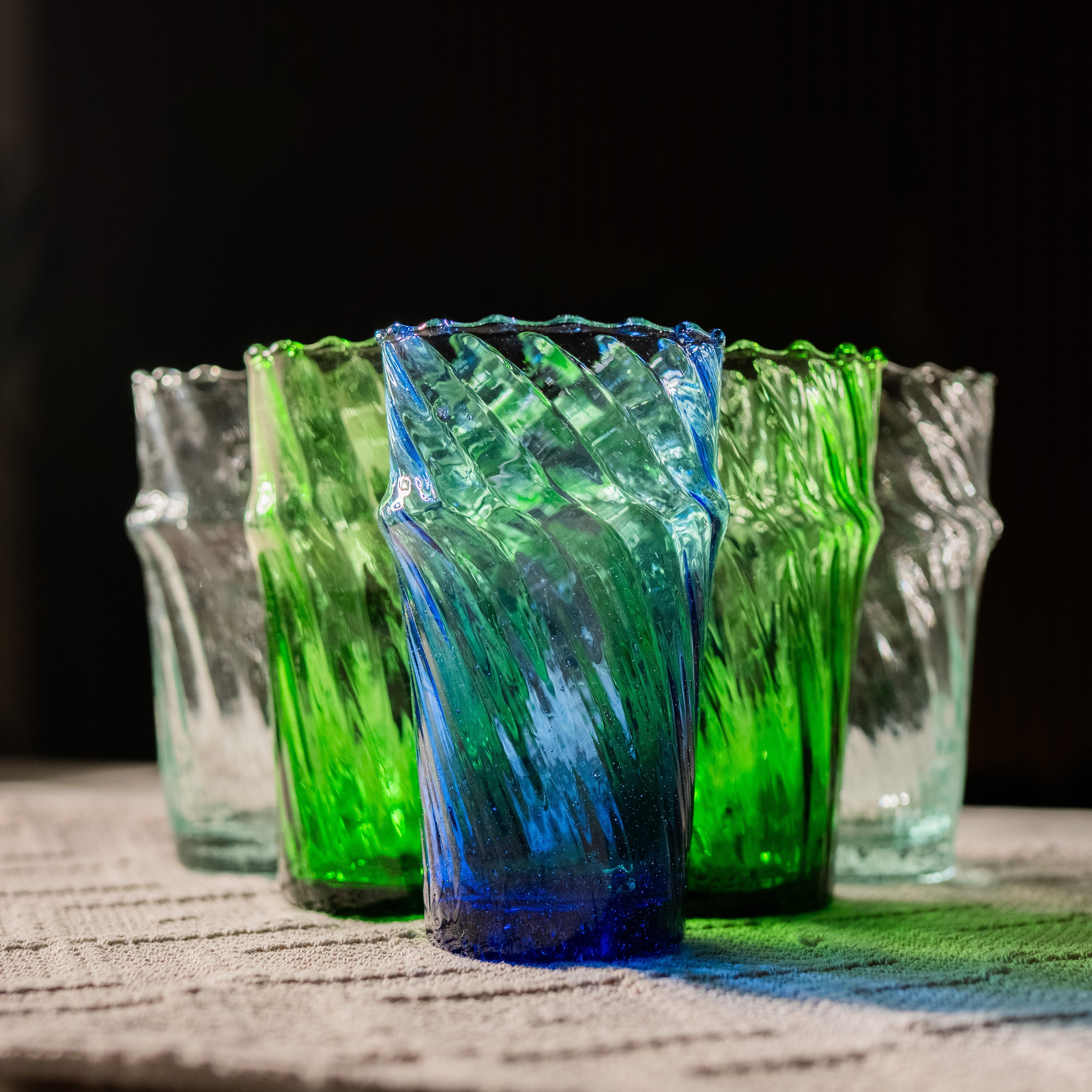 Moroccan Handmade Recycled Glass Twist Vase 1 Litre
