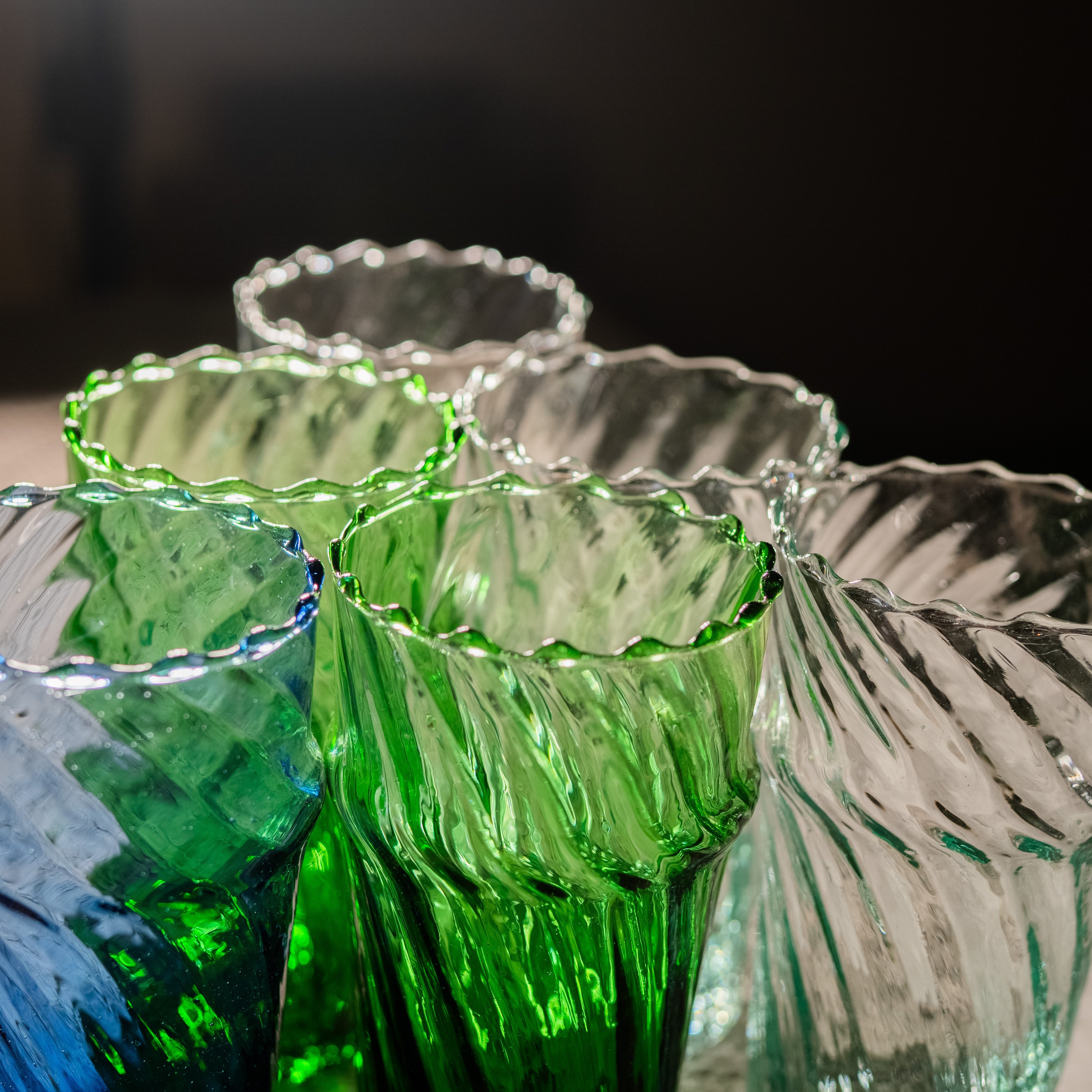 Moroccan Handmade Recycled Glass Twist Vase 1 Litre